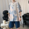 Japanese-style tie-dyed men's short-sleeved five-quarter and half-sleeved T-shirts, gradient color trendy brand ins couple loose T-shirts, tops and hoodies are available for selection Item Picture